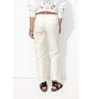 Pantalon Chino Ceinturé Femme - Blanc Uni Clair
