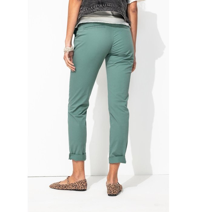 Pantalon Chino Ceinturé Femme - Gris Uni Fonce
