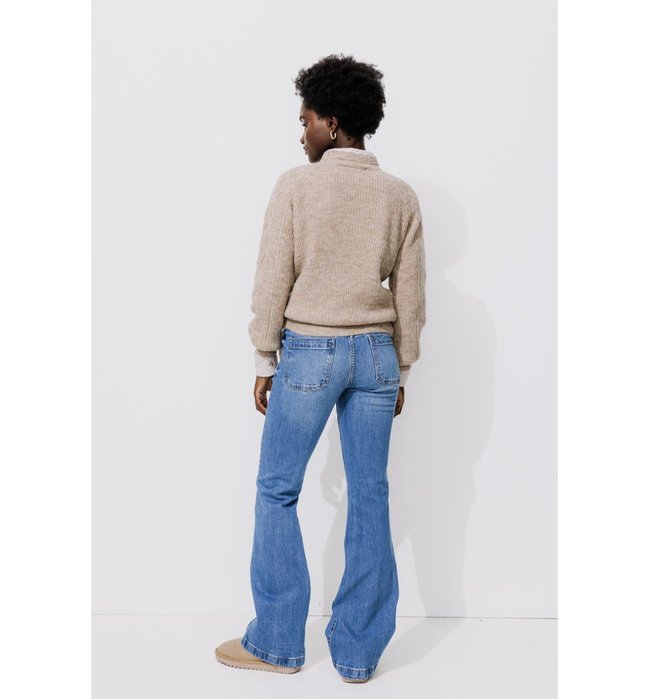 Jean Flare Seventies Femme - Jeans Uni Fonce