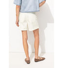 Short Uni en Toile Femme - Blanc Uni Clair