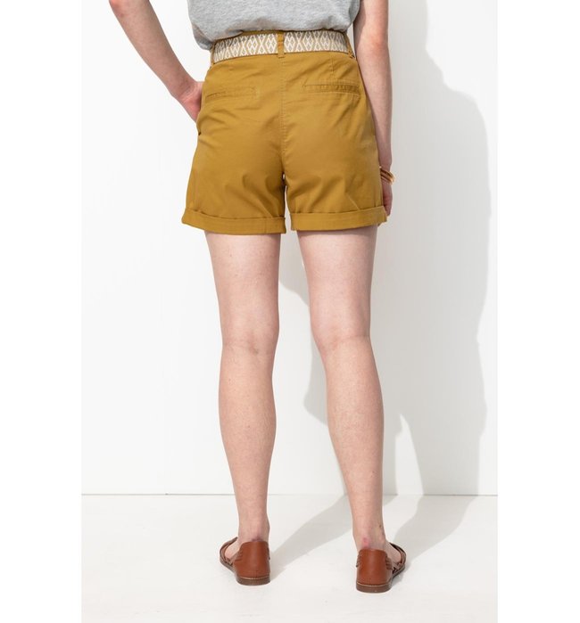 Short à Pinces + Ceinture - Marron Uni Fonce