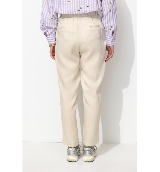 Pantalon à Pinces Taille Haute - Naturel Uni Clair