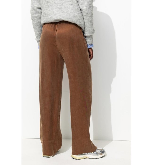 Pantalon Large en Satin Femme - Grège Uni Fonce