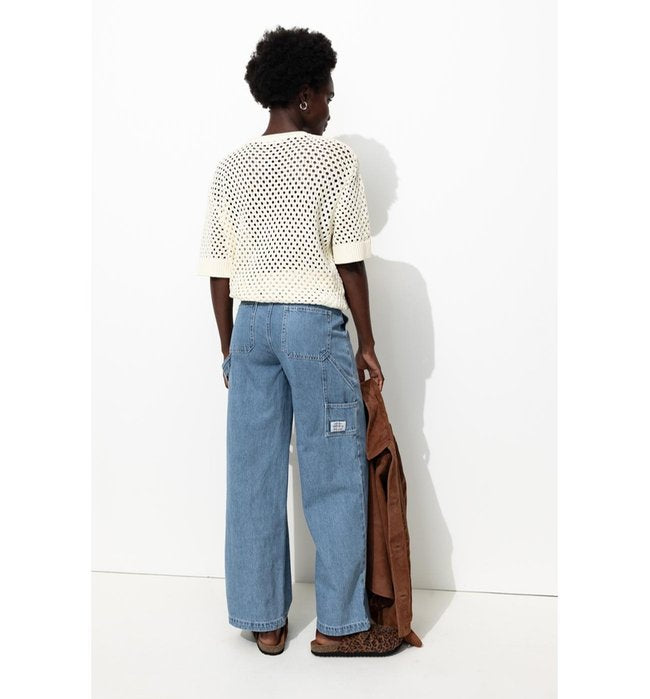 Jean Large Charpentier Femme - Jeans Uni Fonce