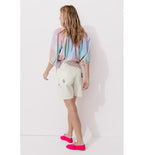 Short Brodé en Toile Sergé - Naturel Uni Clair