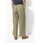 Pantalon Large en Lin Mélangé - Kaki Uni Clair
