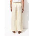 Pantalon Large en Lin Mélangé - Naturel Raye