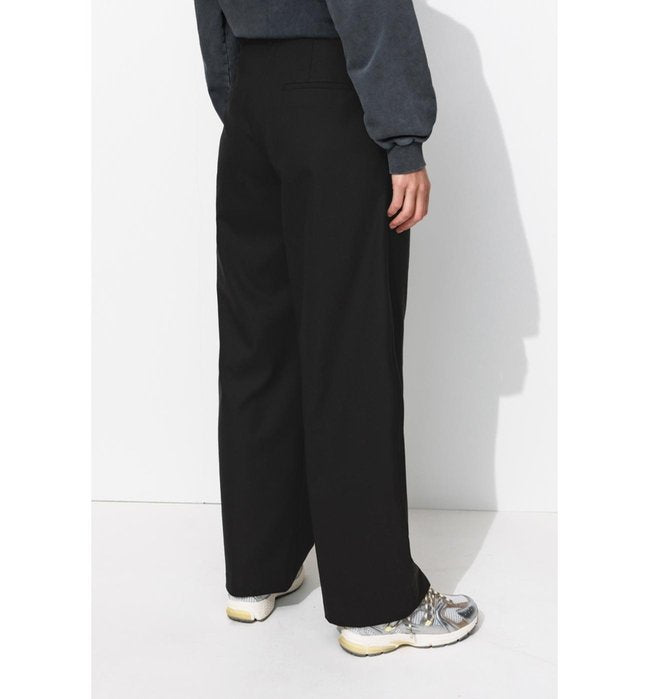 Billy Pantalon Large Femme - Noir Uni Fonce