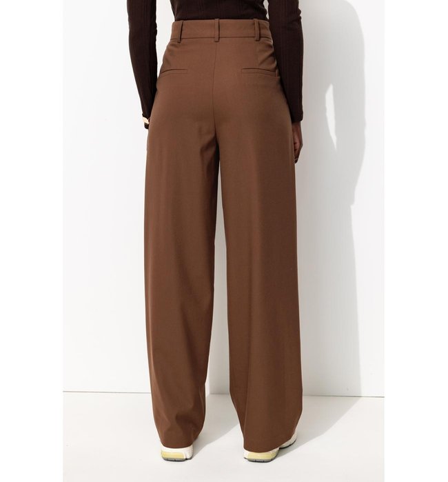Billy Pantalon Large Femme - Marron Uni Fonce