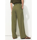 Billy Pantalon Large Femme - Kaki Uni Fonce
