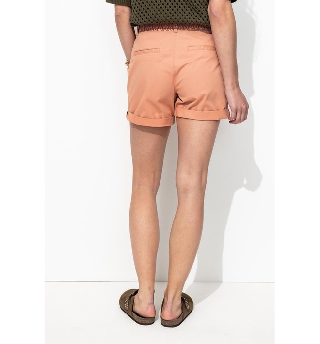 Short à Pinces Ceinturé - Rose Uni Colore