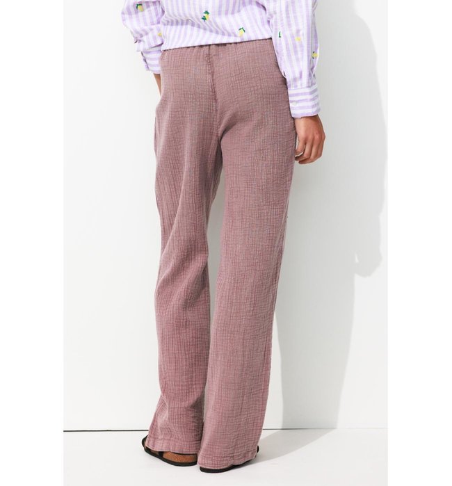 Pantalon en Gaze de Coton - Violet Uni Colore