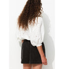 Short en Gaze de Coton Femme - Gris Uni Fonce