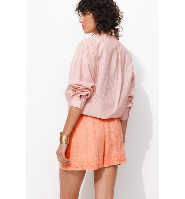 Short en Gaze de Coton Femme - Rose Uni Colore