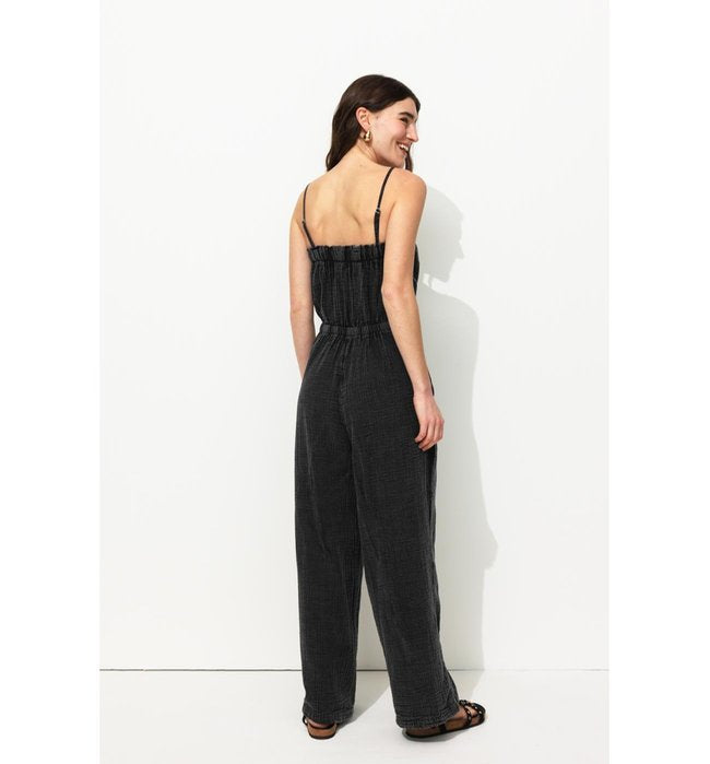 Combipantalon en Gaze de Coton - Gris Uni Fonce