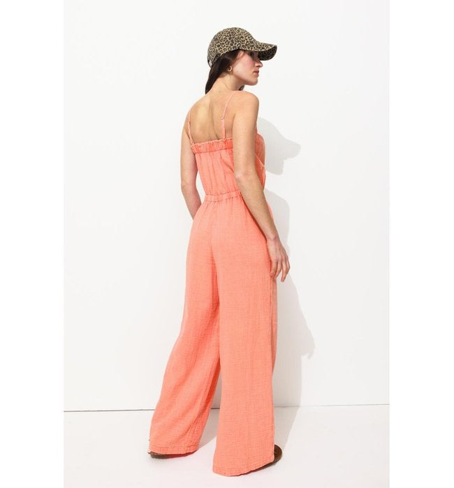 Combipantalon en Gaze de Coton - Rose Uni Colore