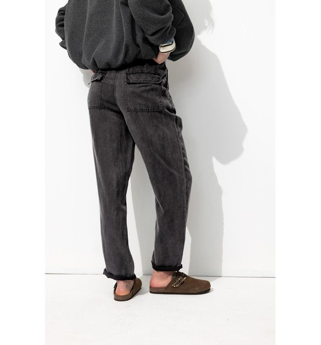Pantalon Chino en Lyocell - Noir Uni Fonce