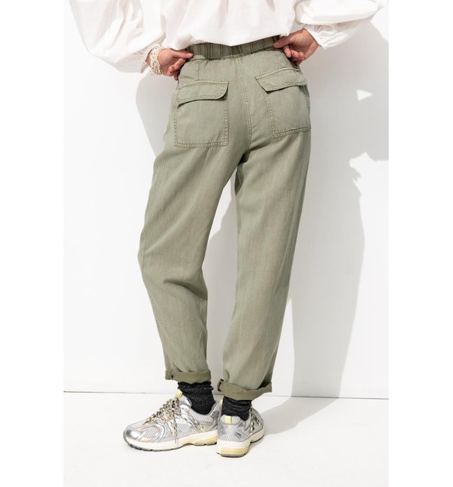 Pantalon Chino en Lyocell - Kaki Uni Clair