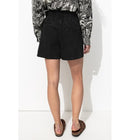 Short en Toile Unie Femme - Noir Uni Fonce
