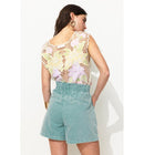 Short en Toile Unie Femme - Vert Uni Colore