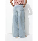 Jean Large Taille Haute Femme - Jeans Uni Clair