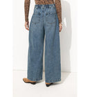 Jean Large Taille Haute Femme - Jeans Uni Fonce
