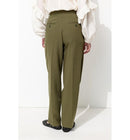 Pantalon de Tailleur Femme - Kaki Uni Fonce