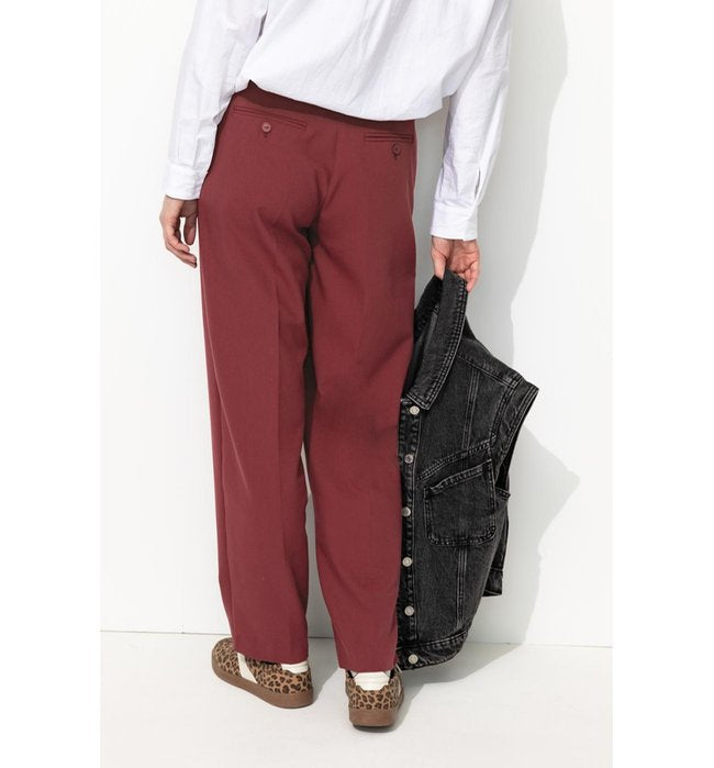 Pantalon de Tailleur Femme - Rouge Uni Colore