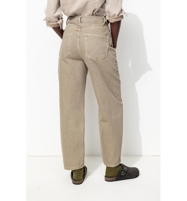 Pantalon Barrel Femme - Naturel Uni Clair
