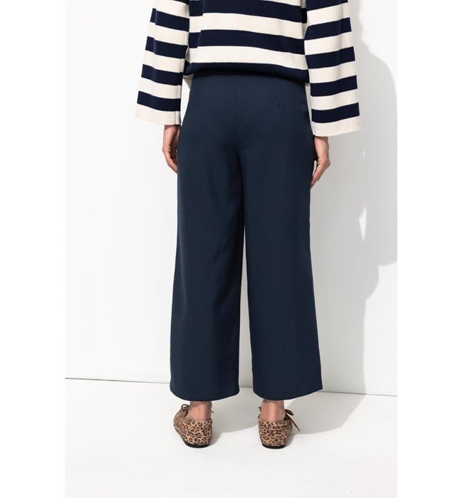 Pantalon Large Cropped - Bleu Uni Fonce