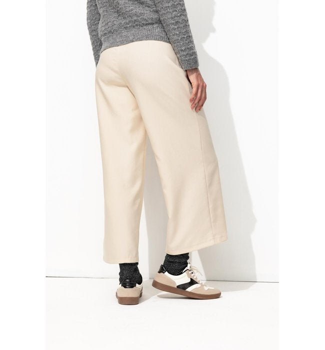 Pantalon Large Cropped - Naturel Uni Clair