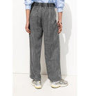 Pantalon Large Taille Haute - Gris Uni Fonce