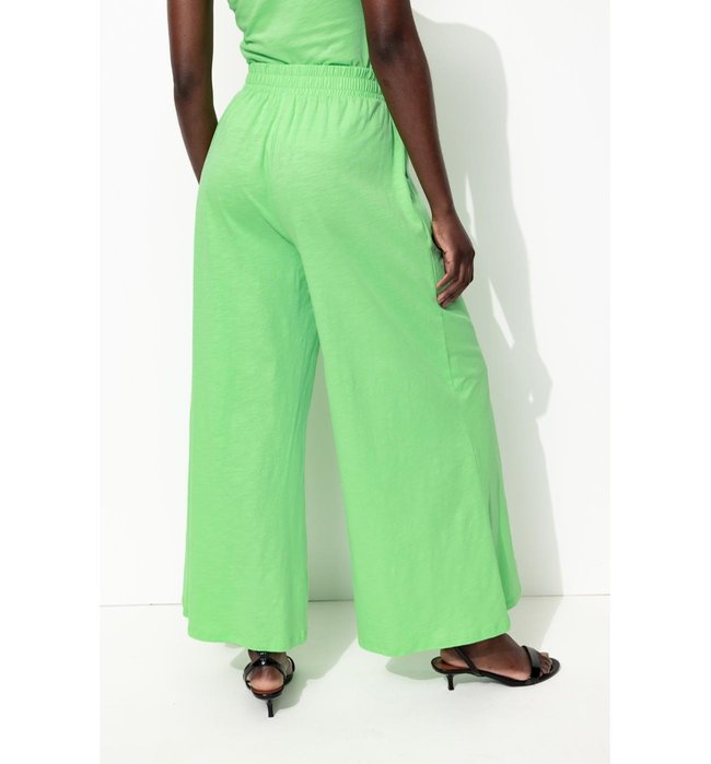 Pantalon Large en Jersey Femme - Vert Uni Colore