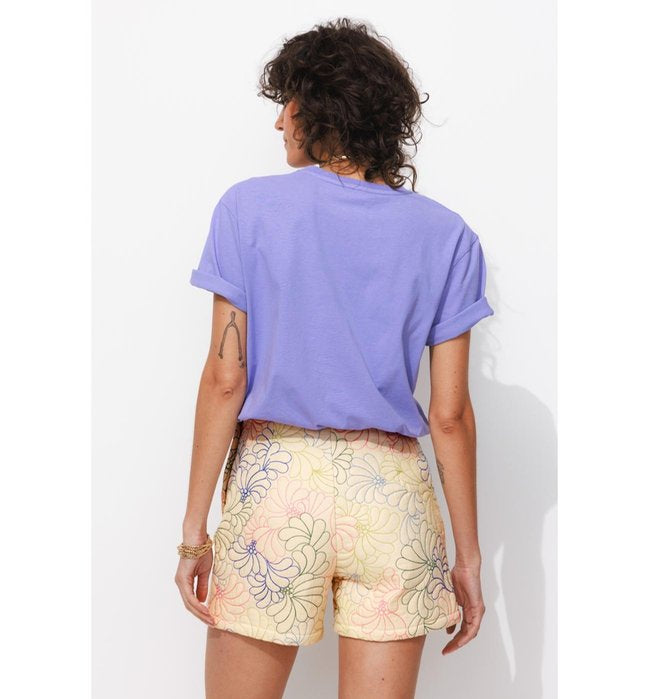 Short Matelassé Brodé Femme - Naturel Imprime