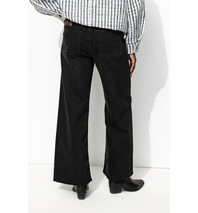 Hector Pantalon Large Femme - Noir Uni Fonce