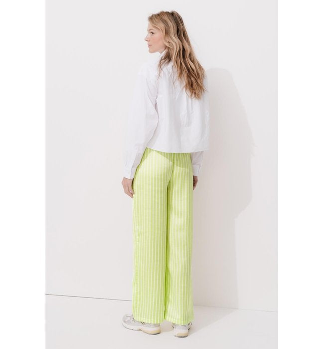 Pantalon Large en Satin Femme - Jaune Uni Colore
