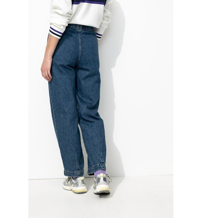 Jean Workwear Taille Haute - Jeans Uni Fonce