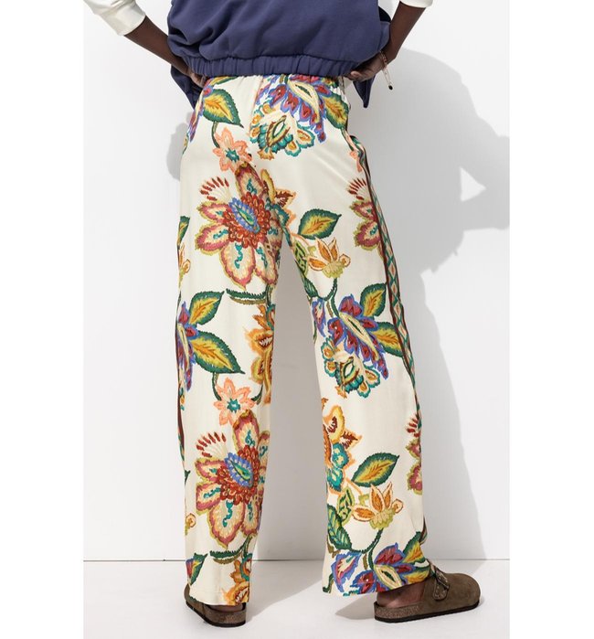 Pantalon Large en Satin - Naturel Imprime