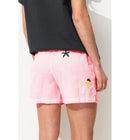 Short Rayé Brodé Femme - Rose Raye