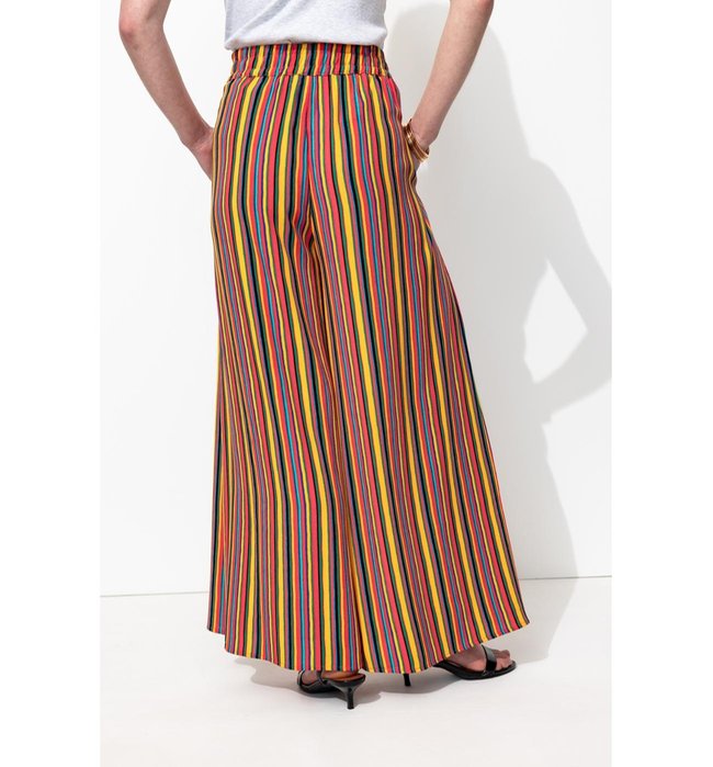 Pantalon Rayé Large et Court - Multicolore Raye