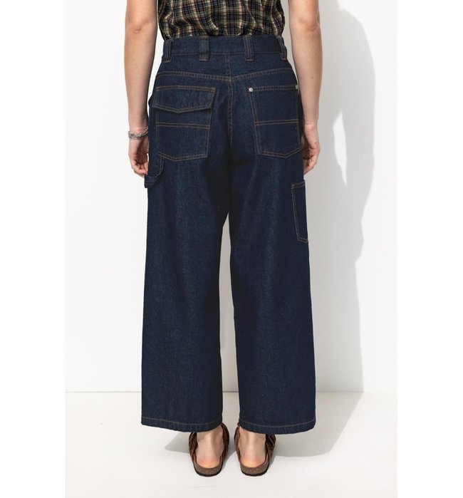 Jean Large Cargo Femme - Jeans Uni Fonce