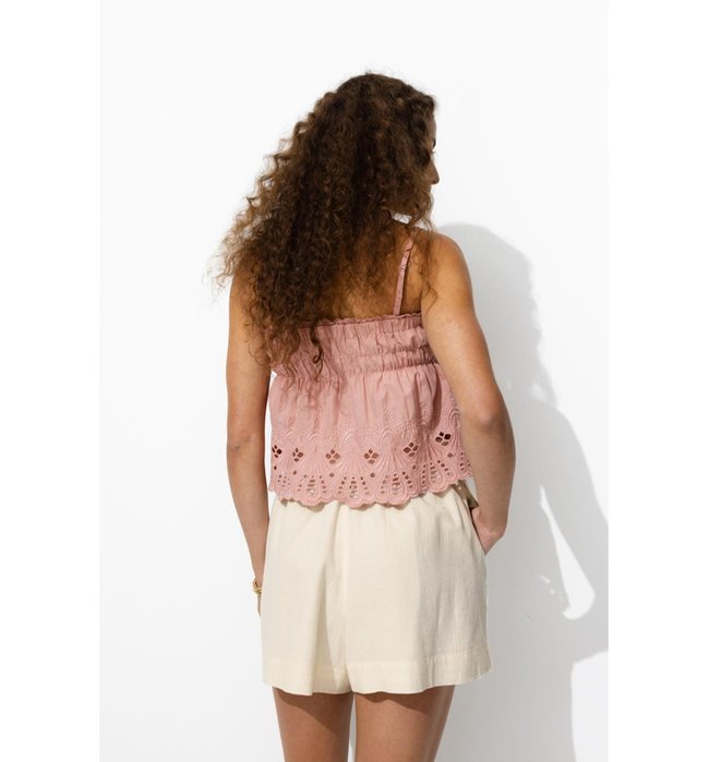 Short Brodé au Point de Croix - Naturel Imprime