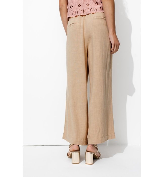 Pantalon Large à Pinces Femme - Naturel Uni Clair