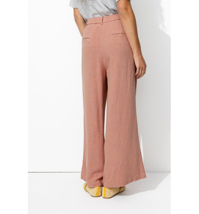Pantalon Large à Pinces Femme - Rose Uni Colore