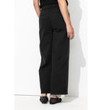 Pantalón ancho de algodón para mujer - Un solo color Negro oscuro