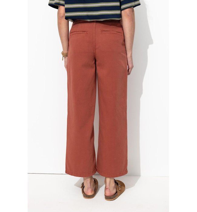 Pantalon Large en Coton Femme - Marron Uni Clair