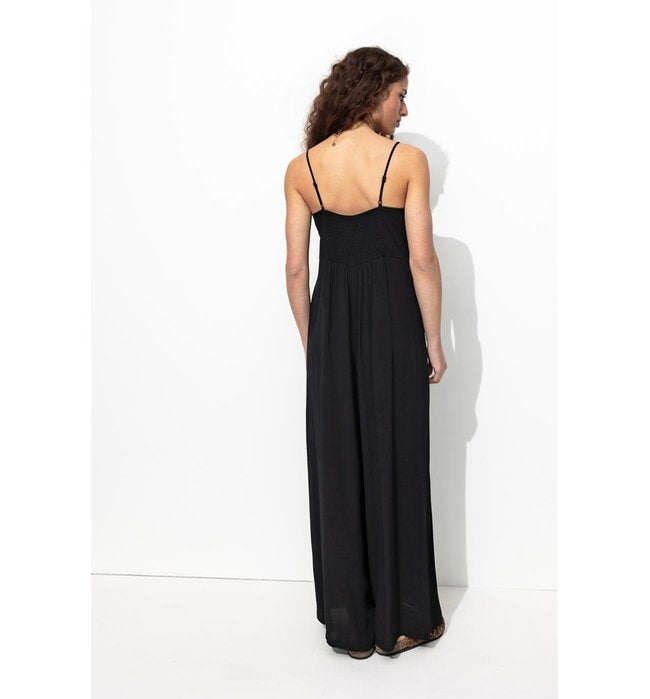 Combi-pantalon à Bretelles - Noir Uni Fonce