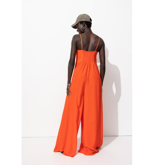 Combi-pantalon à Bretelles - Orange Uni Colore