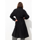 Trench Long Ceinturé Femme - Noir Uni Fonce