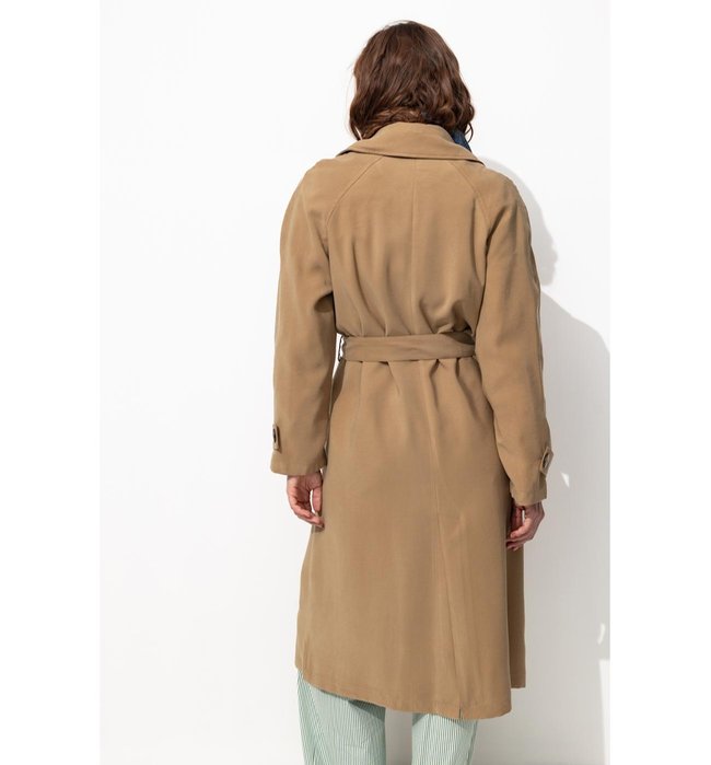 Trench Long Ceinturé Femme - Grège Uni Clair